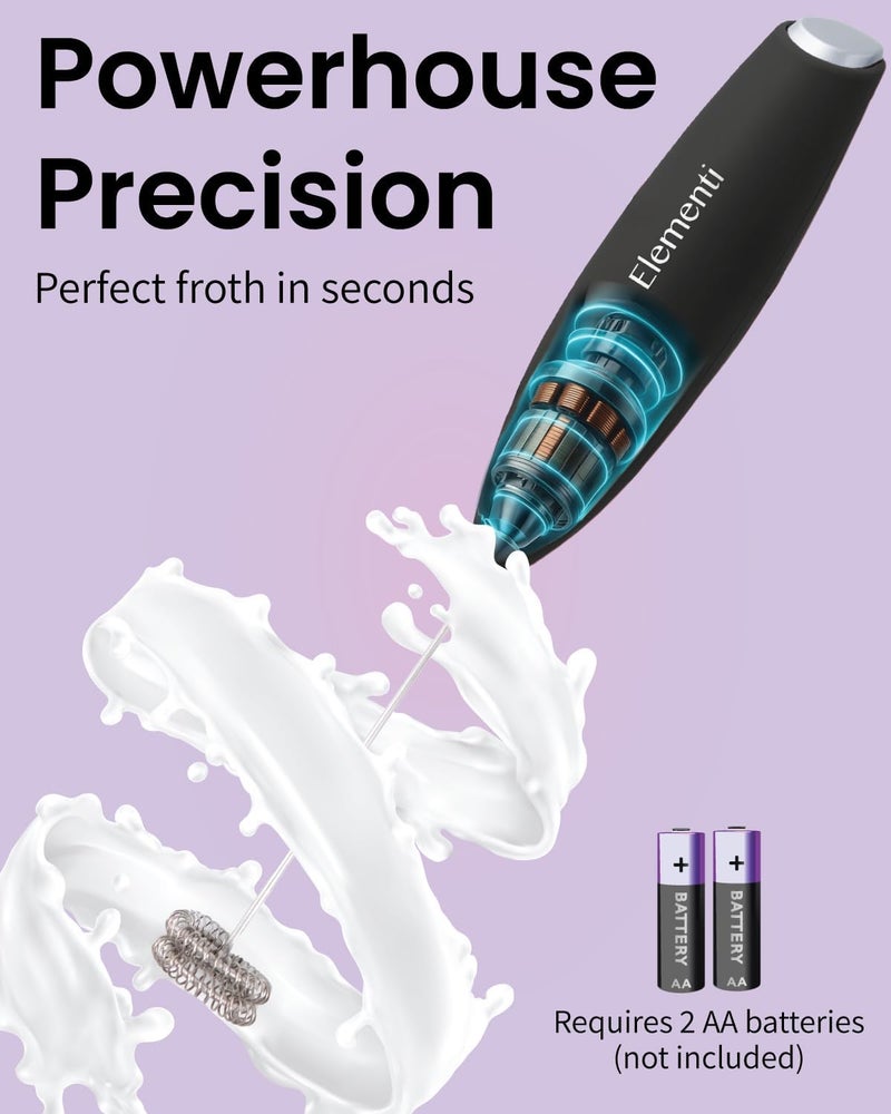 Elementi Frother Wand - Easy to Use Handheld Electric Stirrer for Powder Drinks, Durable & Powerful Protein Powder Mixer Wand, Hand Frother, Coffee Stirrers Electric (White) - Image 3